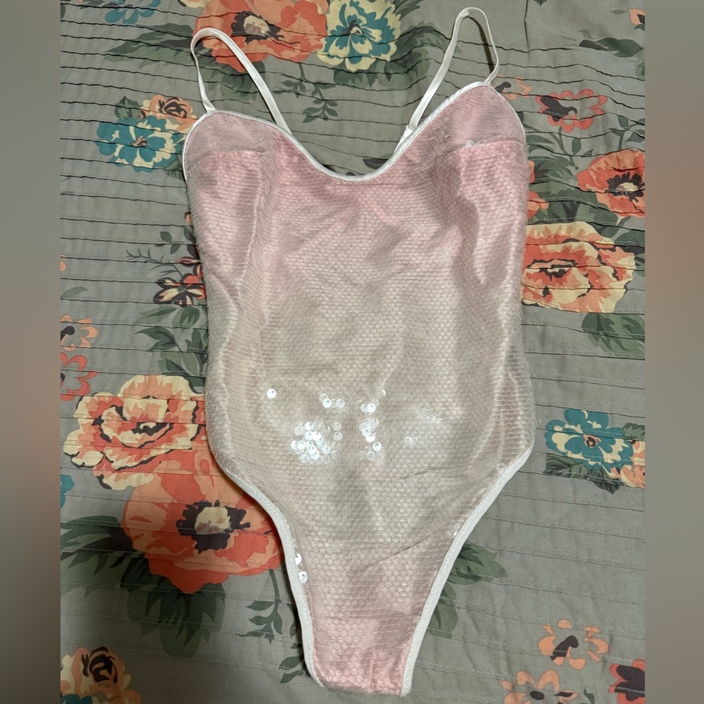 Victorias Secret Pink Hombre Sequin Bodysuit